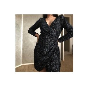 Elegant navy blue shimmer dots Wrap Dress